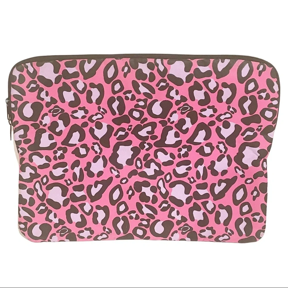 Pink Leopard Animal Print Spotted Full Zip Laptop‎ Case